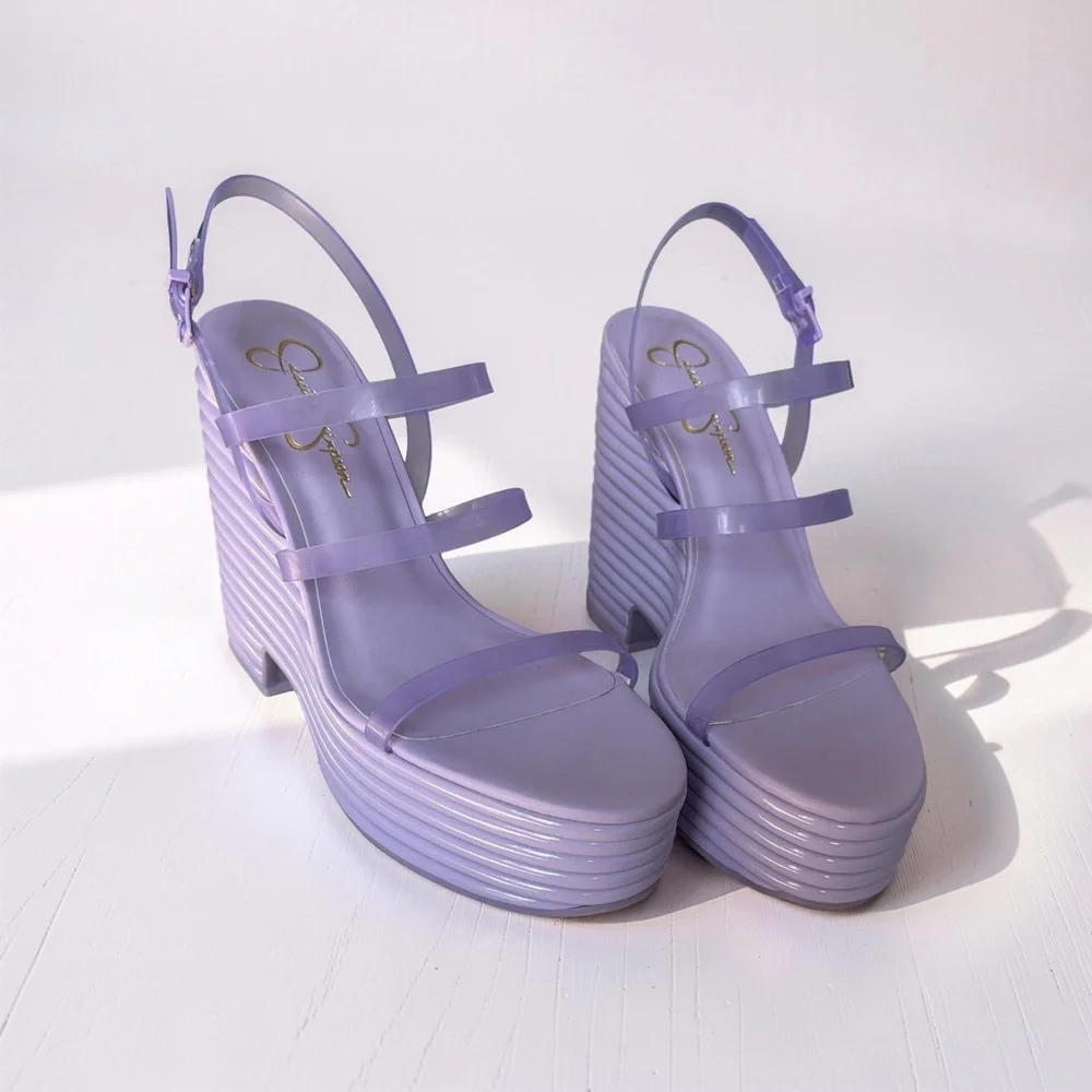 Jessica Simpson Lilac Strappy Platform Wedge Sandals - Picture 1 of 5